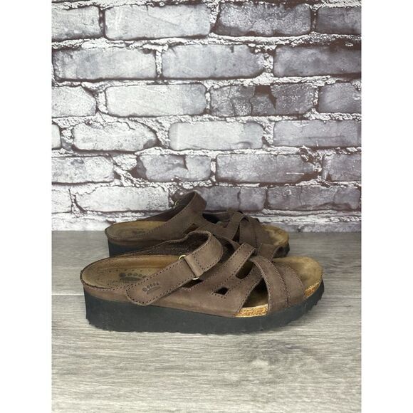 Spring Step Brown Suede Leather Cork Slide Wedge Sandals Women’s Sz 39EU/8.5M US - Picture 14 of 16